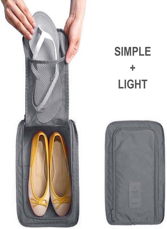 Potency Travel Shoe Bag, 2 Pack Foldable Waterproof Shoe Pouches with Zipper Lightweight Portable Packing Bags Shoes Storage Organizers for Luggage (Grey) - Image 3